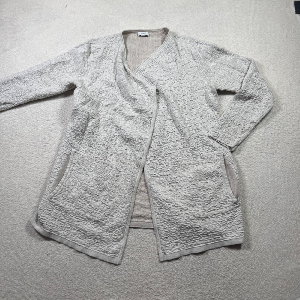 Pure Jill Cardigan Women Small‎ Gray Good Cotton Open Front Textured Pockets